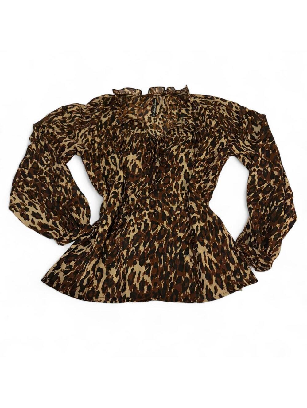Attitude Unknown Leopard Print Ruffle Blouse 🐆🖤